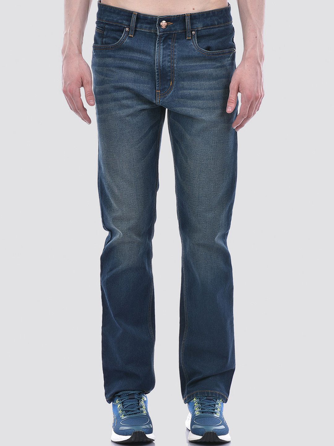 

Numero Uno Men Solid Tapered Slim Fit Sustainable Stretchable Jeans, Blue