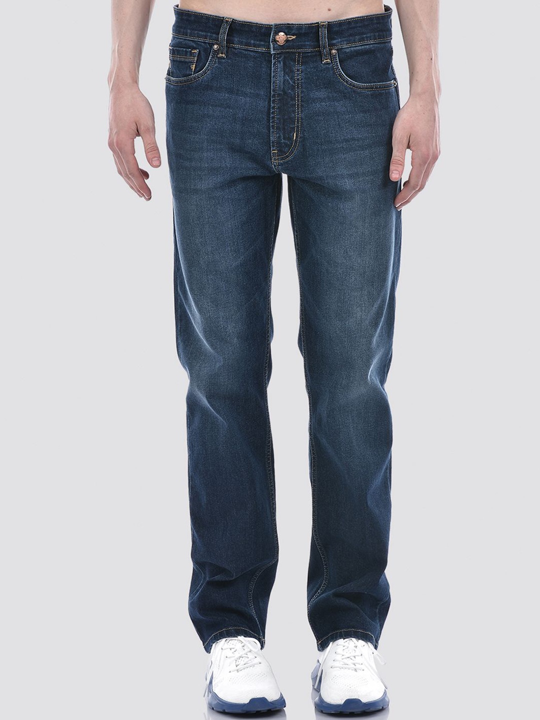 

Numero Uno Men Solid Tapered Slim Fit Sustainable Stretchable Jeans, Blue
