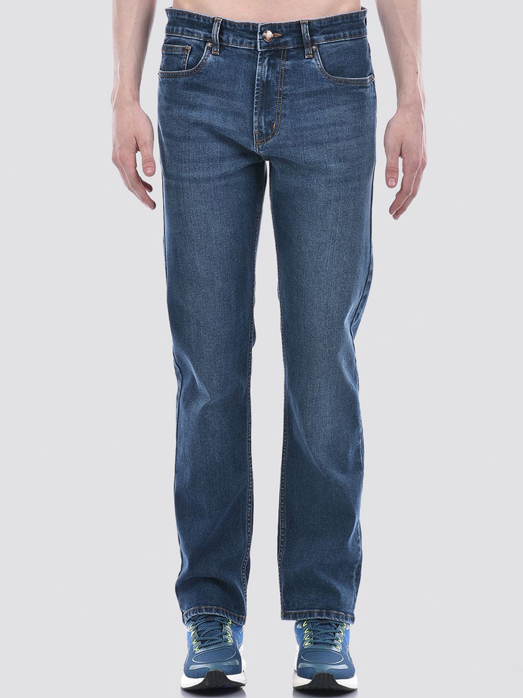 

Numero Uno Men Solid Tapered Slim Fit Sustainable Stretchable Jeans, Blue
