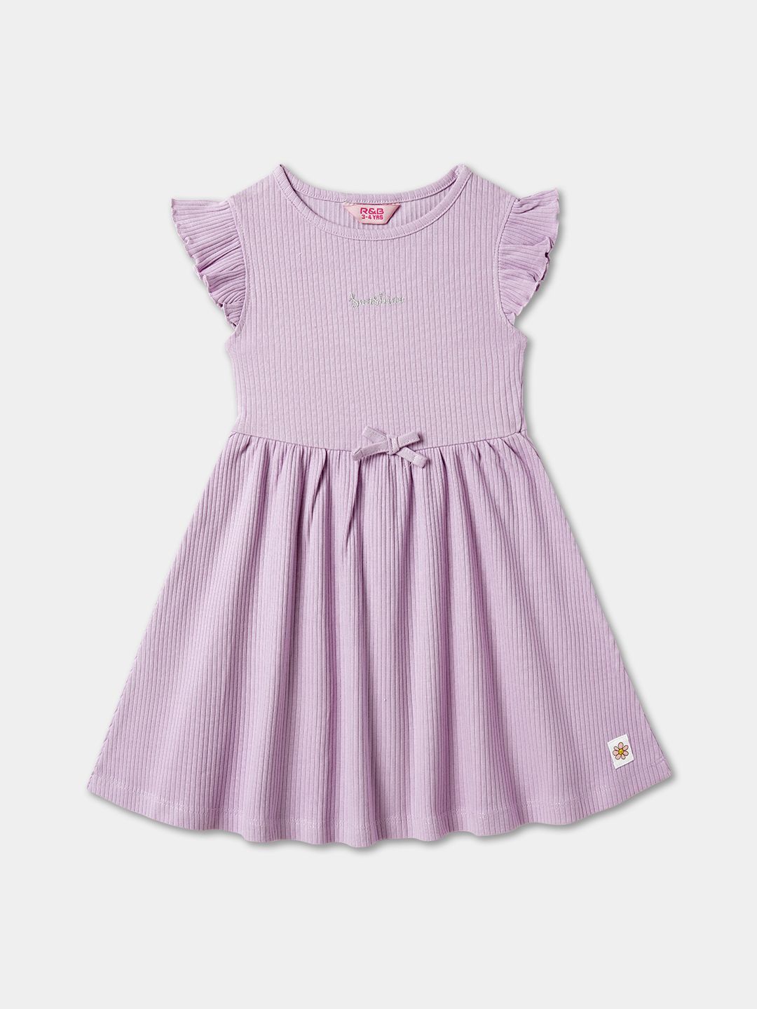 

R&B Girls Striped Sleeveless Fit & Flare Dress, Purple