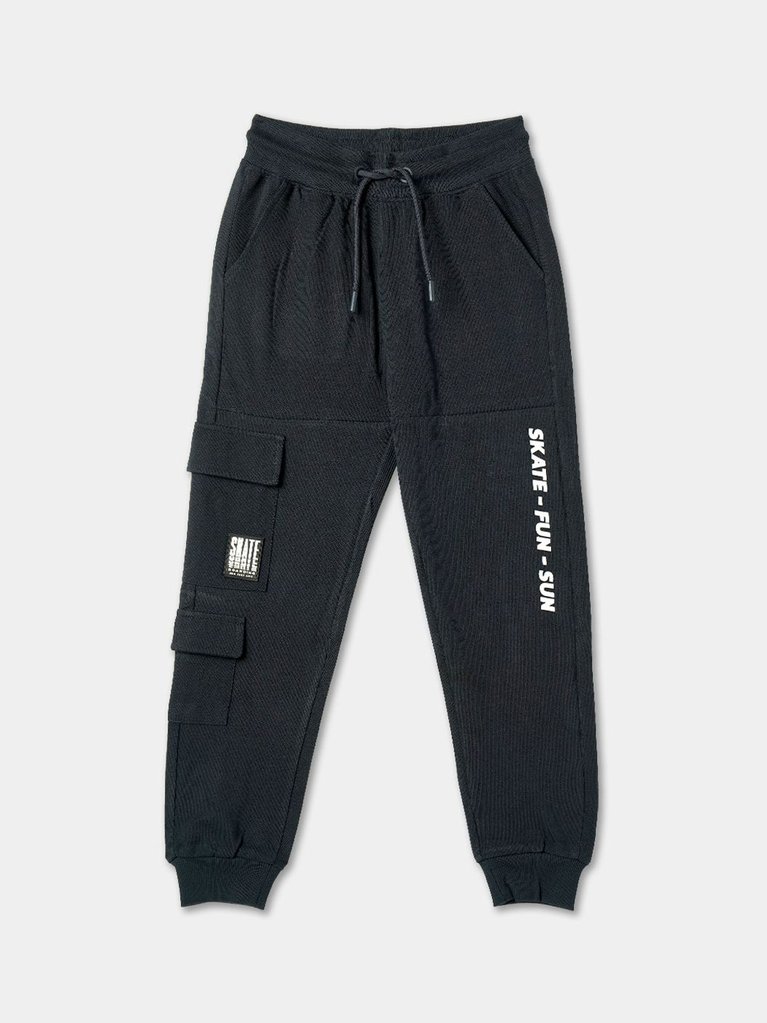 

R&B Boys Typography Printed Regular Cotton Casual Joggers, Navy blue