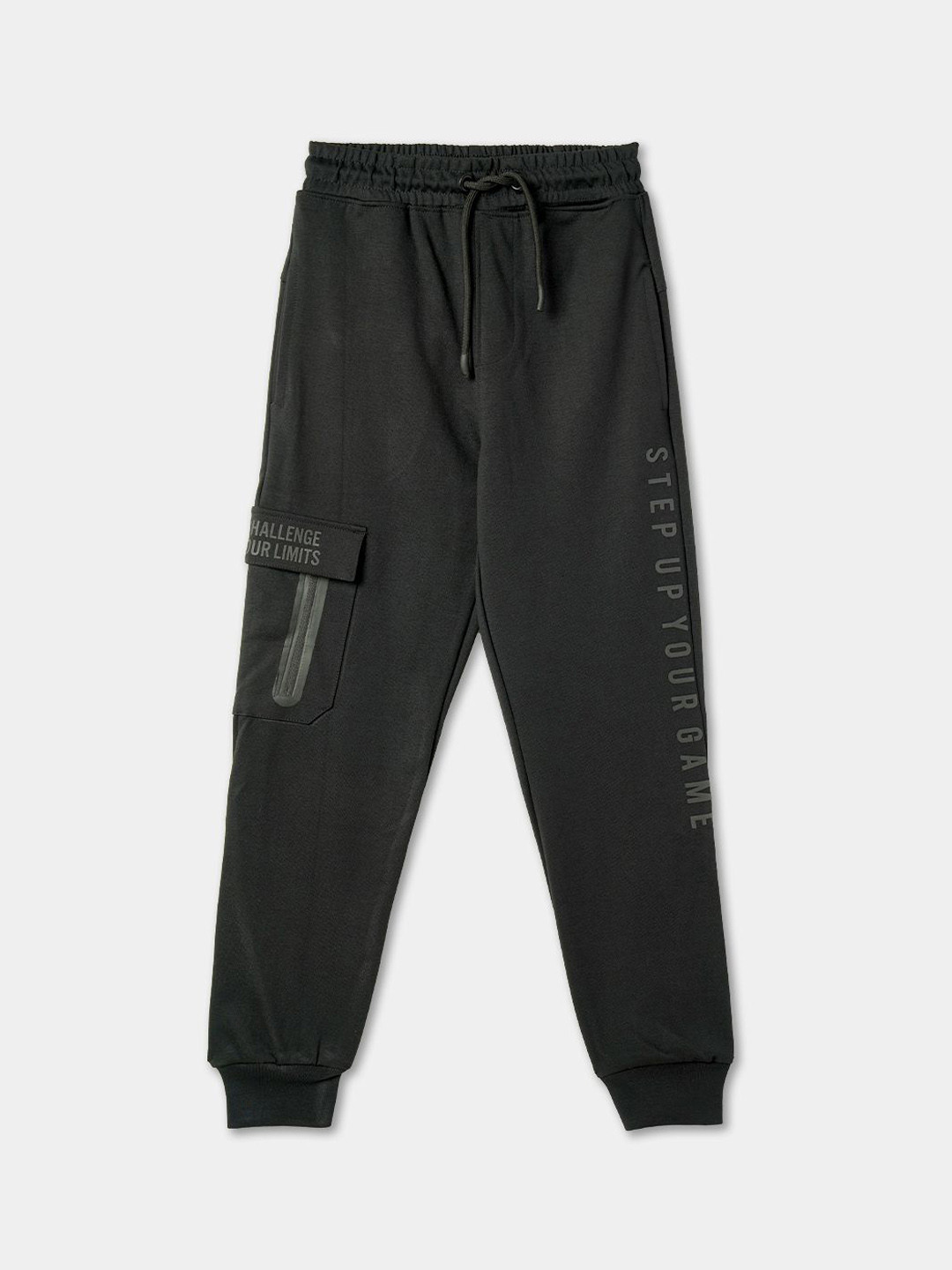 

R&B Boys Typography Printed Regular Cotton Casual Joggers, Black
