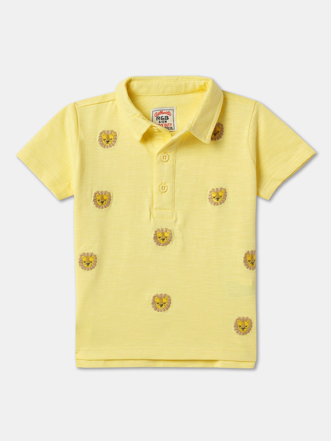 

R&B Boys Embroidered Conversational Printed T-shirt, Yellow
