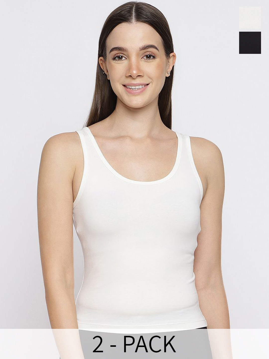 

La Intimo Pack Of 2 Shoulder Straps Non-Padded Camisoles, Cream
