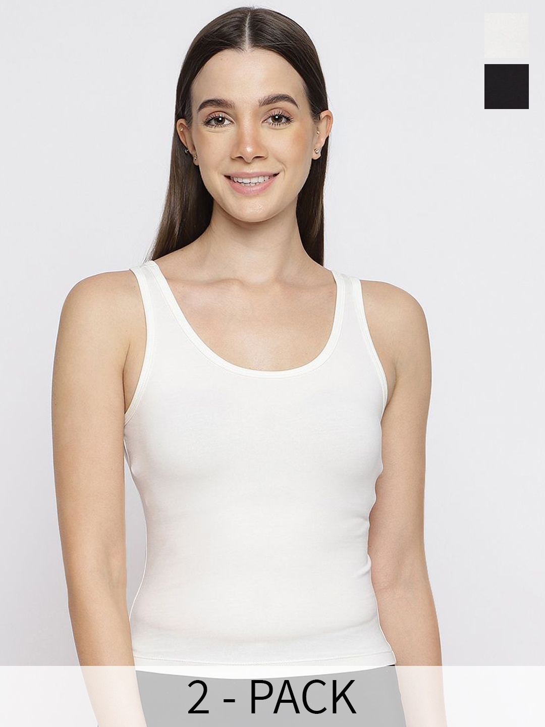 

La Intimo Pack Of 2 Shoulder Straps Non-Padded Camisoles, Cream