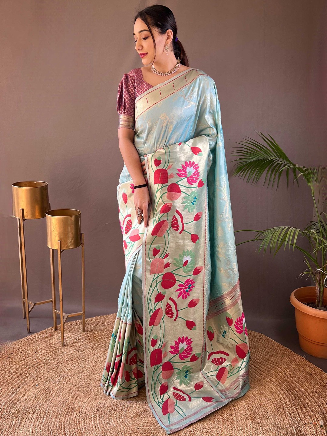 

Mitera Woven Design Zari Paithani Saree, Blue