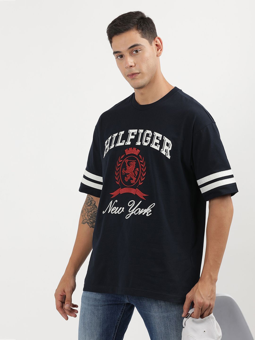 

Tommy Hilfiger Typography Printed Cotton T-shirt, Blue