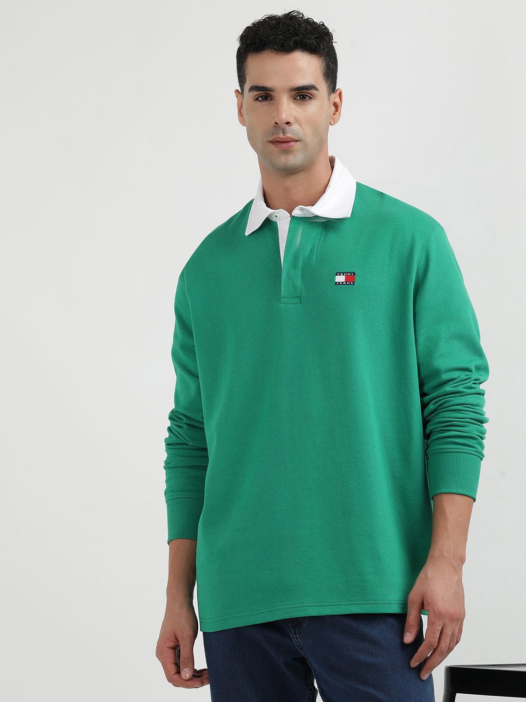 

Tommy Hilfiger Polo Collar Long Sleeves Pure Cotton Casual T-shirt, Green