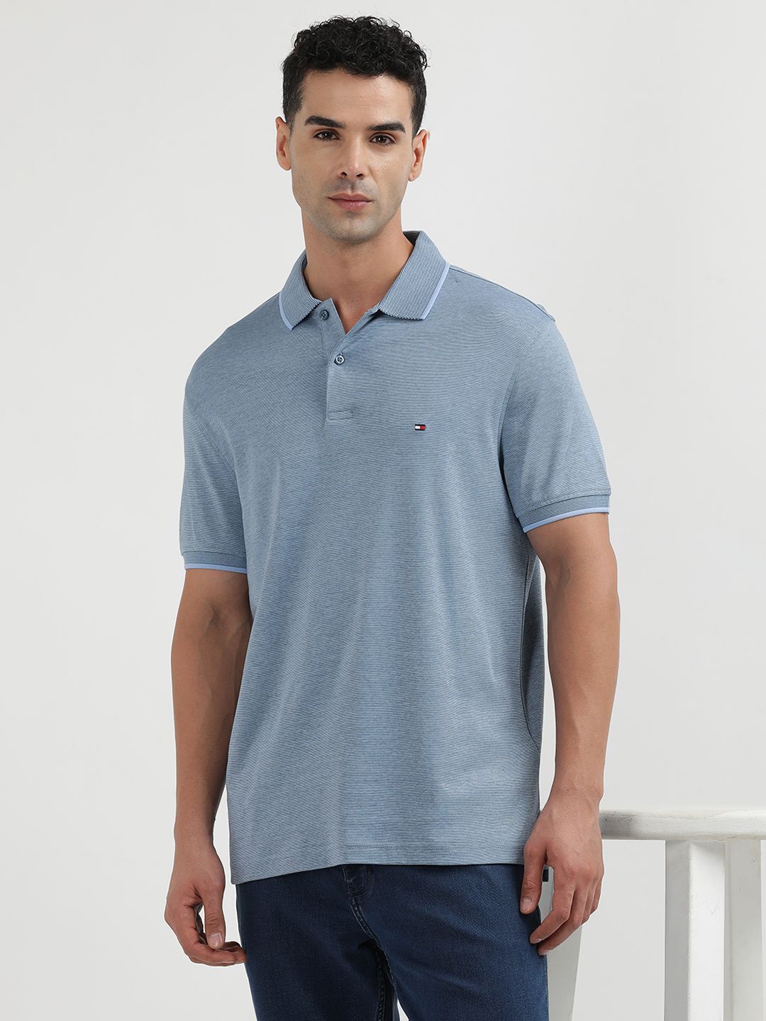 

Tommy Hilfiger Men Polo Collar Solid T-shirt, Blue