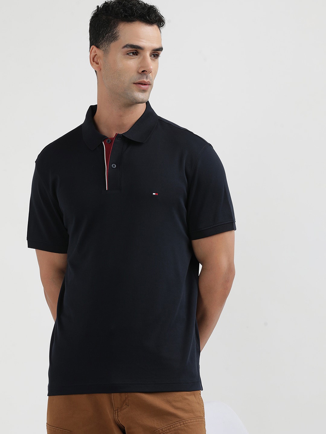 

Tommy Hilfiger Men Polo Collar T-shirt, Black