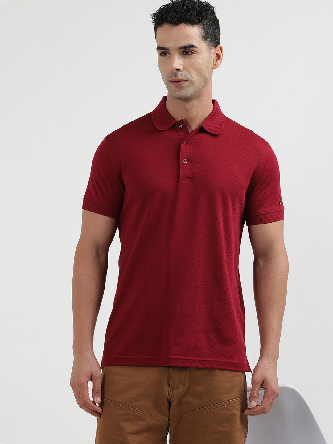 

Tommy Hilfiger Men Polo Collar Slim Fit Solid T-shirt, Red