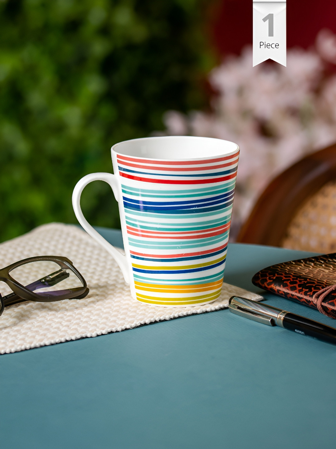 

CLAY CRAFT White & Red Printed Ceramic Glossy Mugs 340 ml