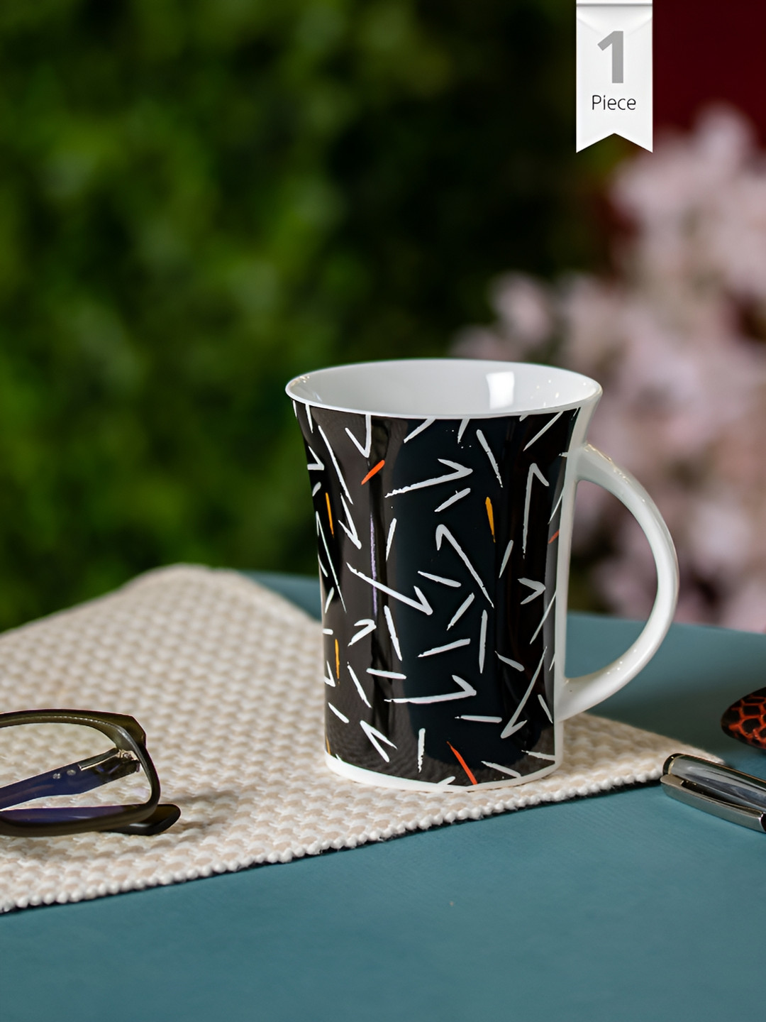 

CLAY CRAFT Muddy Black & White Printed Ceramic Glossy Easy To Clean Mug 270ml