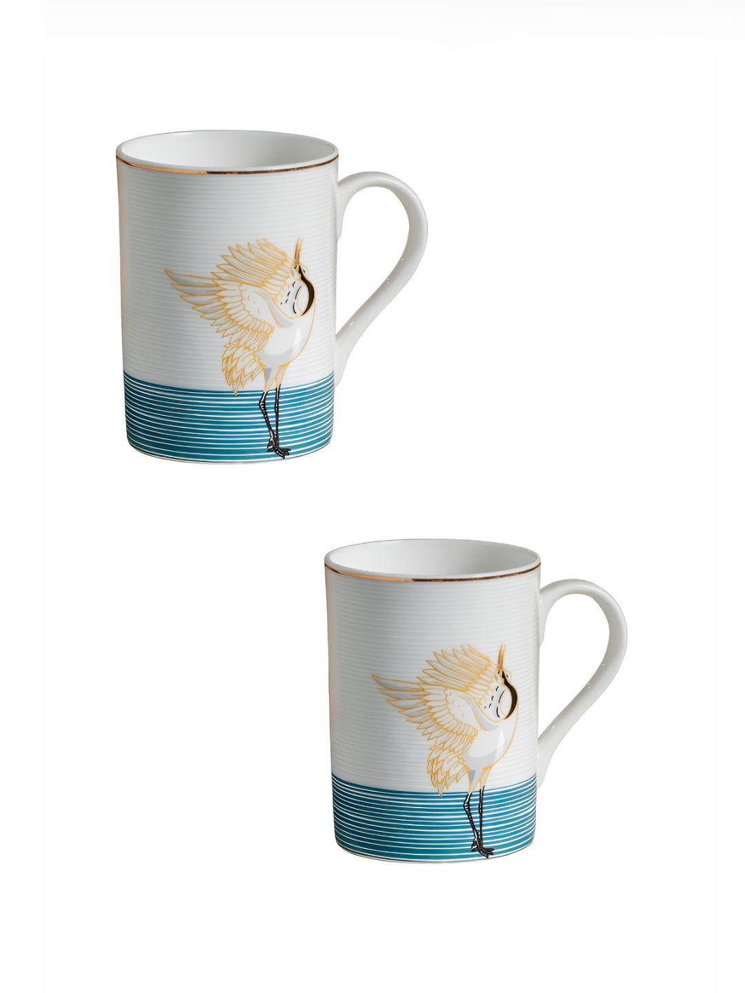 

CLAY CRAFT White & Blue 2 Pieces Printed Ceramic Glossy Mugs 320 ml Each