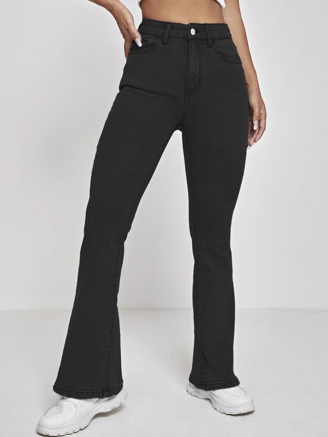 

Kotty Women Bootcut High-Rise Clean Look Stretchable Jeans, Black