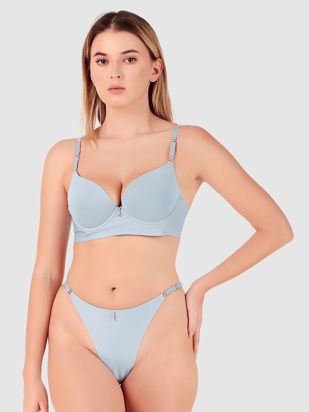 

Secret Lives Heavily Padded Lingerie Set, Grey