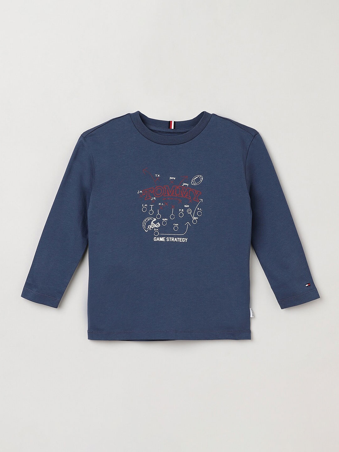 Tommy Hilfiger Boys Round Neck Typography Printed T-shirt, Blue