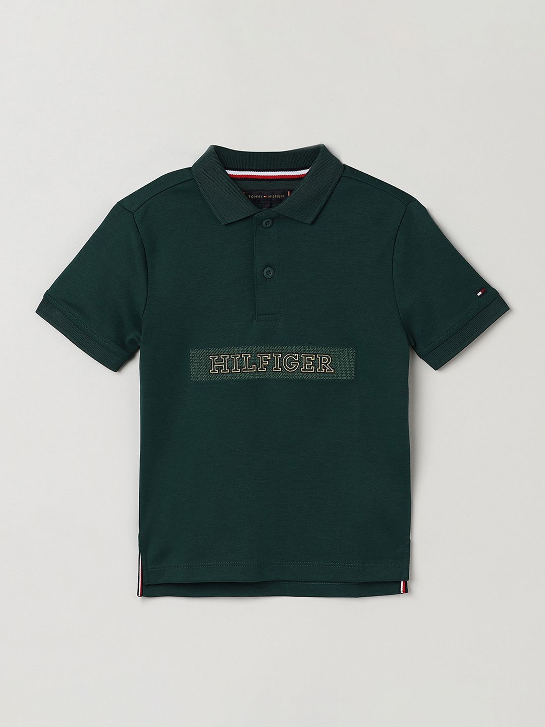 

Tommy Hilfiger Boys Polo Collar Pure Cotton Casual T-shirt, Green