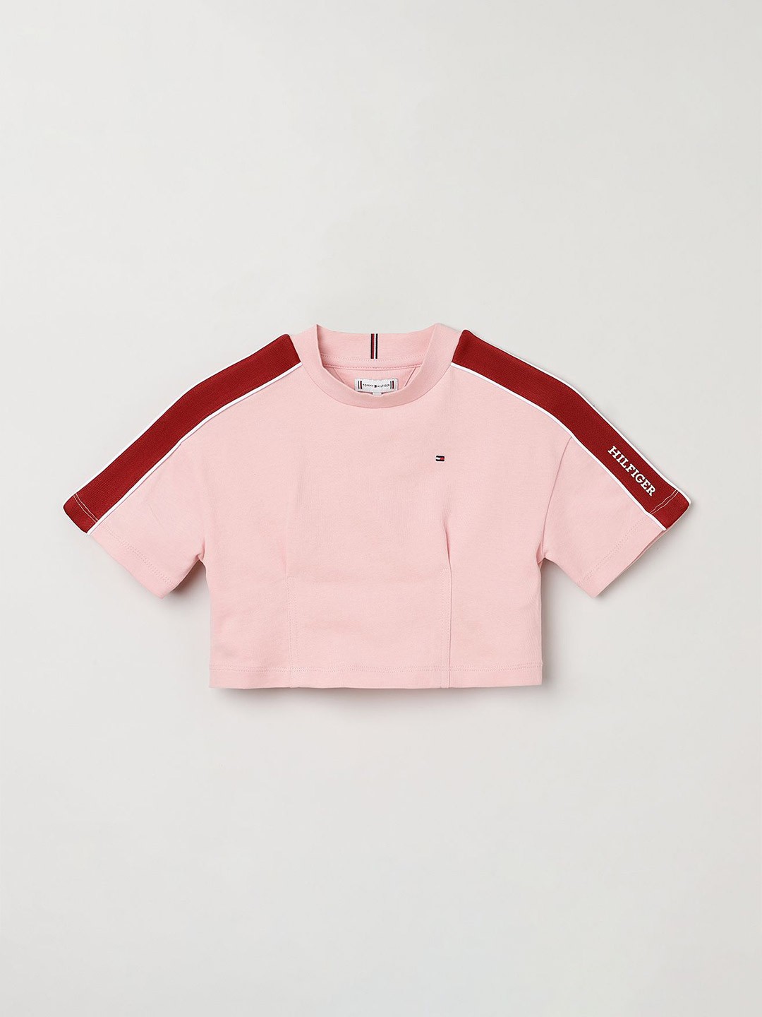 

Tommy Hilfiger Girls Round Neck Short Sleeves Pure Cotton Casual T-shirt, Pink