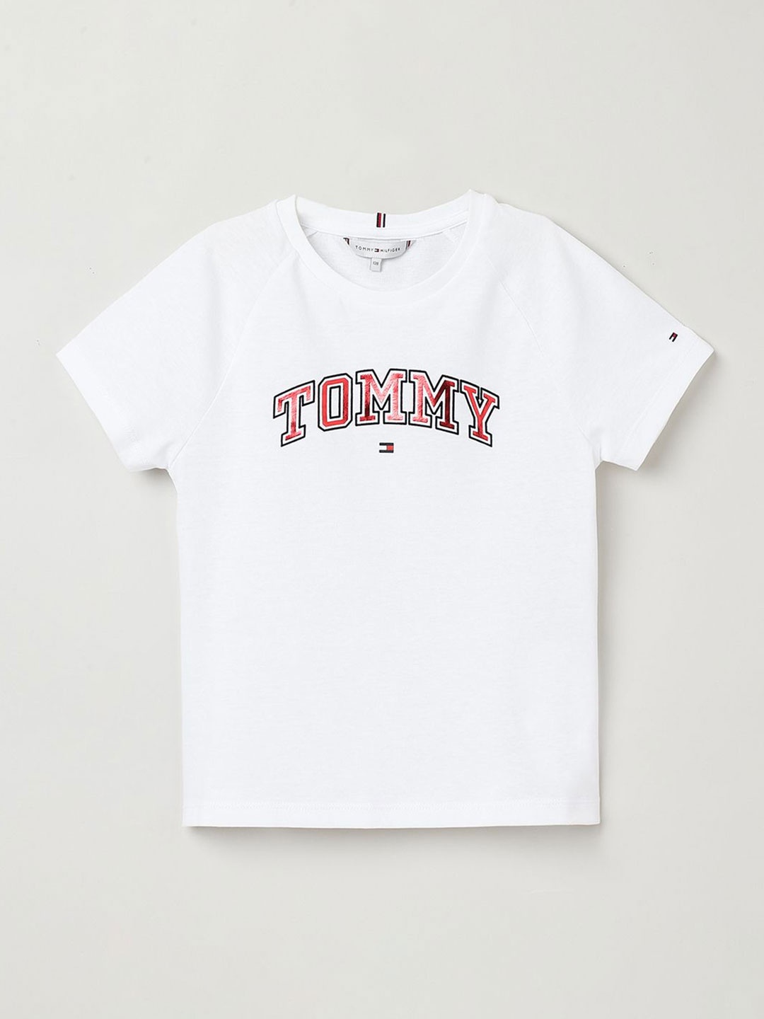 

Tommy Hilfiger Girls Typography Printed Embroidered Round Neck T-shirt, White