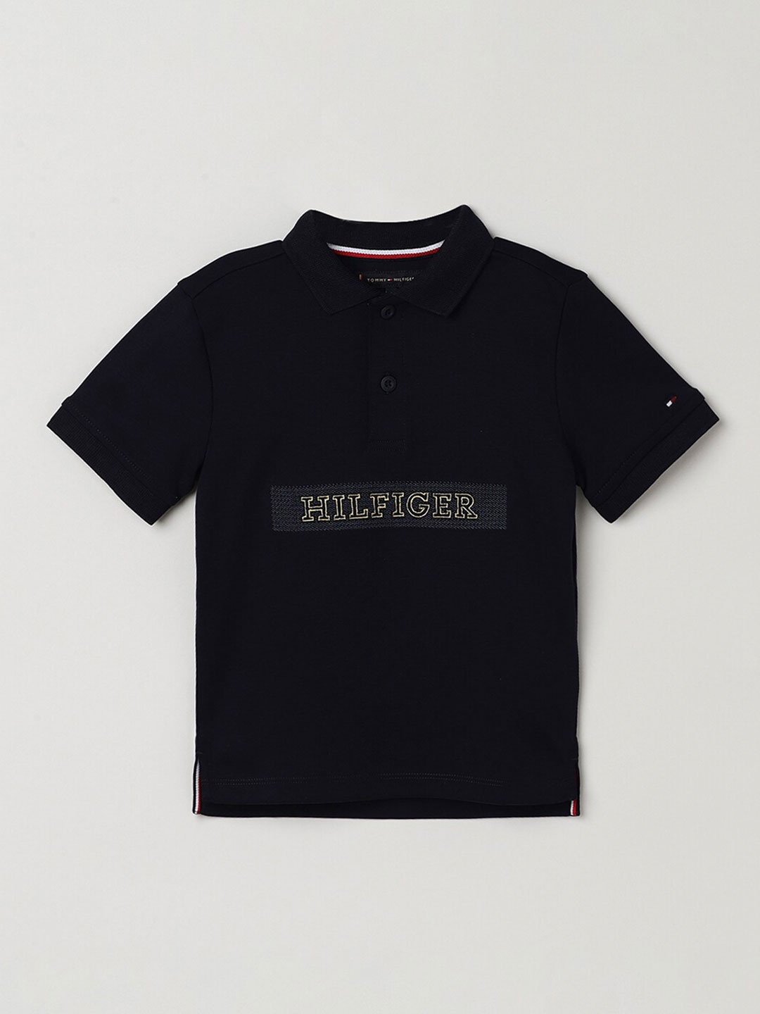 

Tommy Hilfiger Boys Typography Polo Collar T-shirt, Black