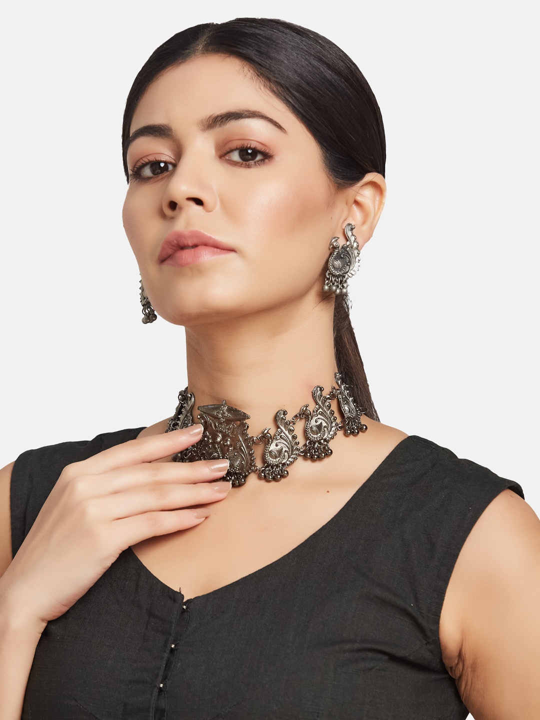 

ATIBELLE Silver-Plated Peacock-Shaped Jewellery Set