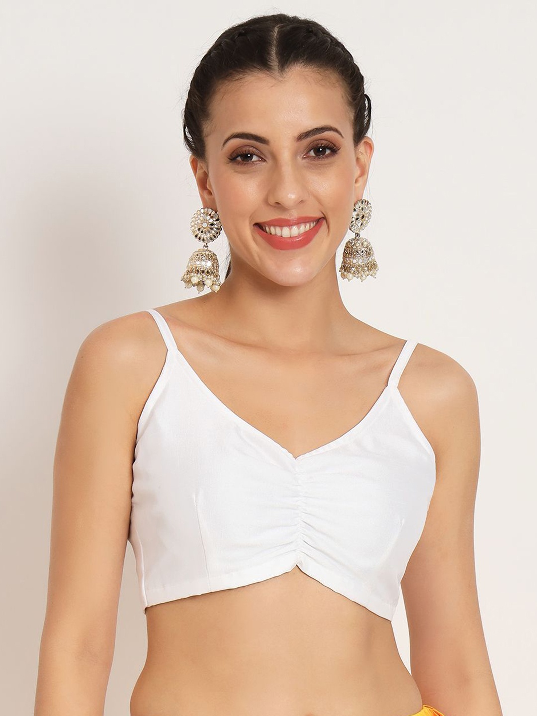 

studio rasa Padded Spaghetti Saree Blouse, White