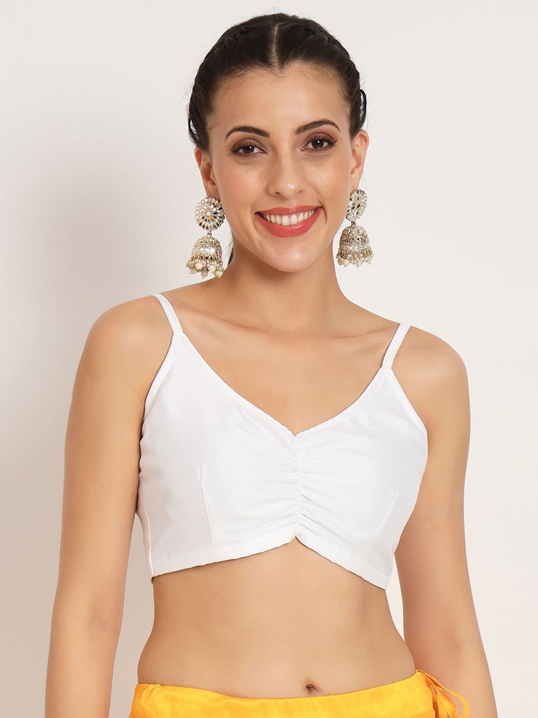 

studio rasa Shoulder Straps Tie-Ups Bralette Crop Top, White