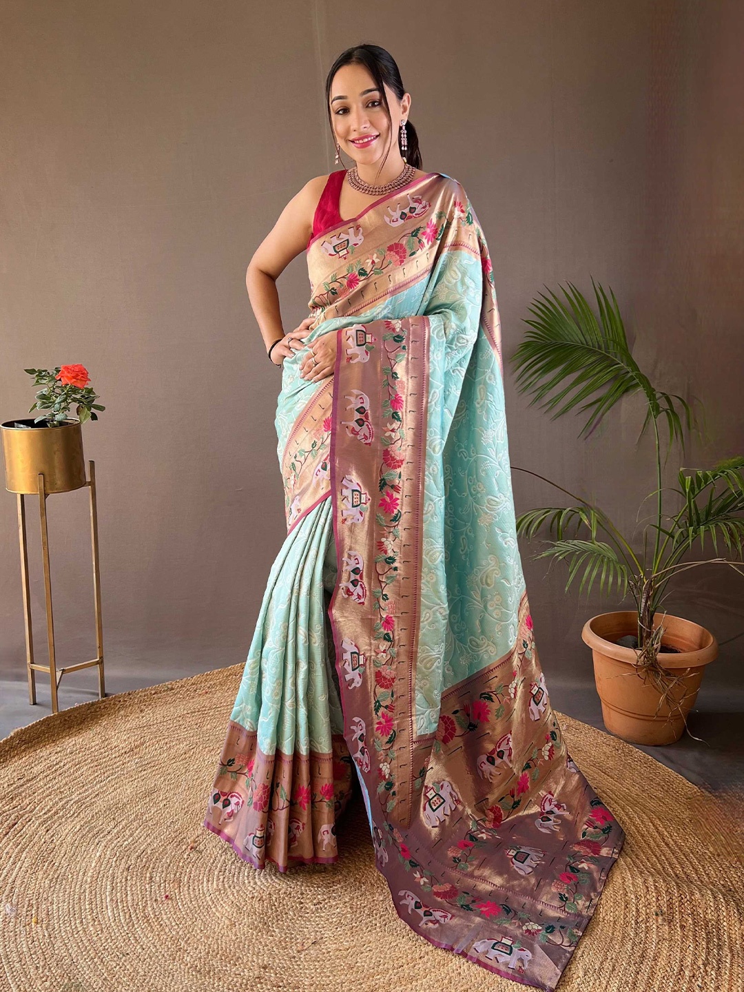 

Mitera Woven Design Zari Paithani Saree, Blue