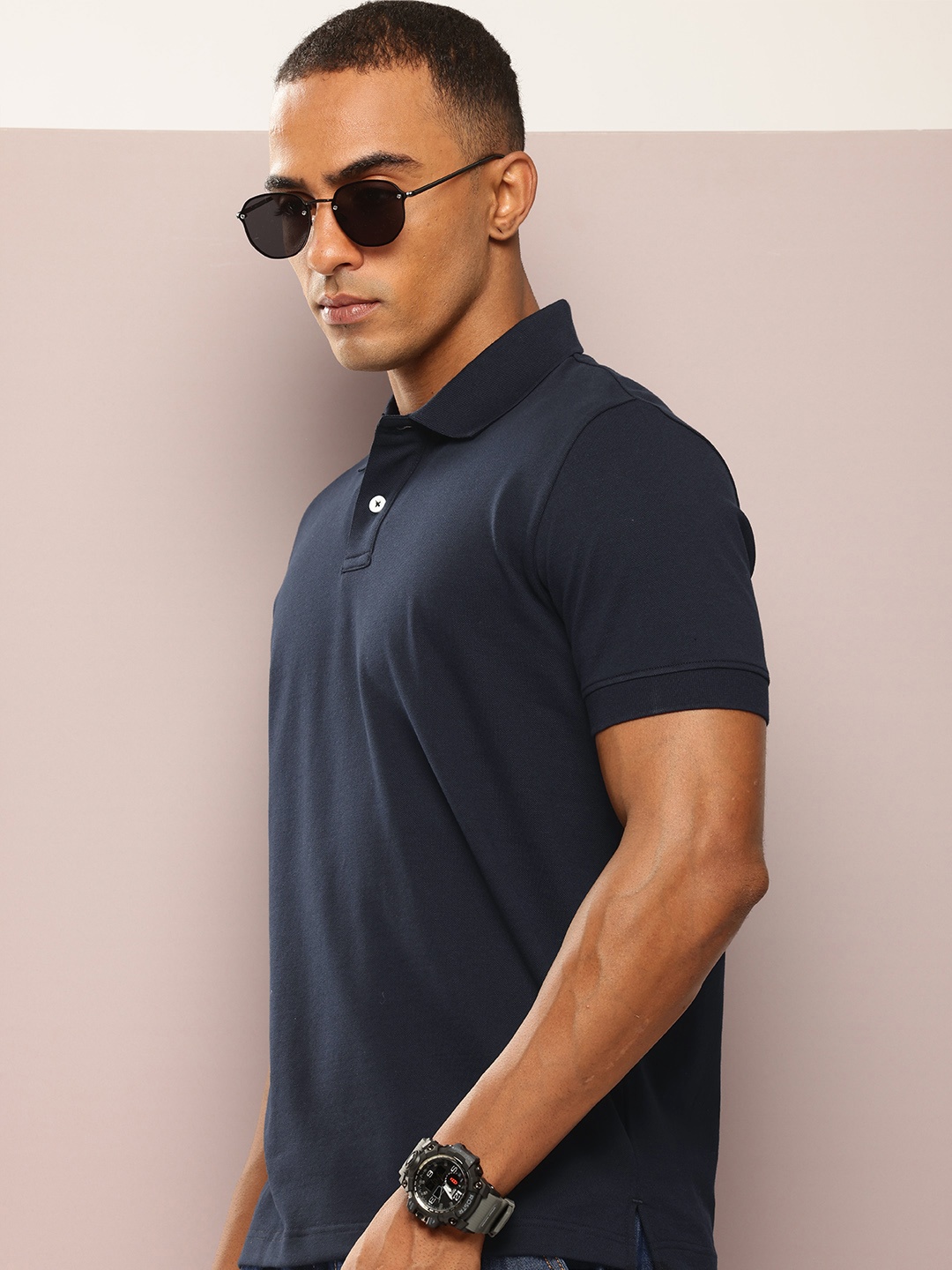 

Kook N Keech Men Polo Collar Pure Cotton T-shirt, Navy blue