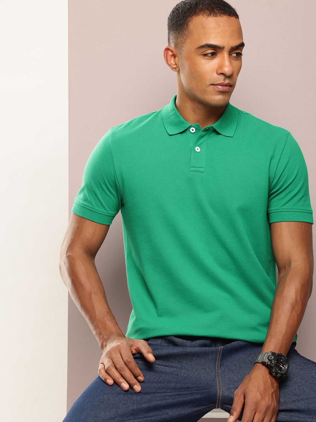 

Kook N Keech Men Polo Collar Pure Cotton T-shirt, Green