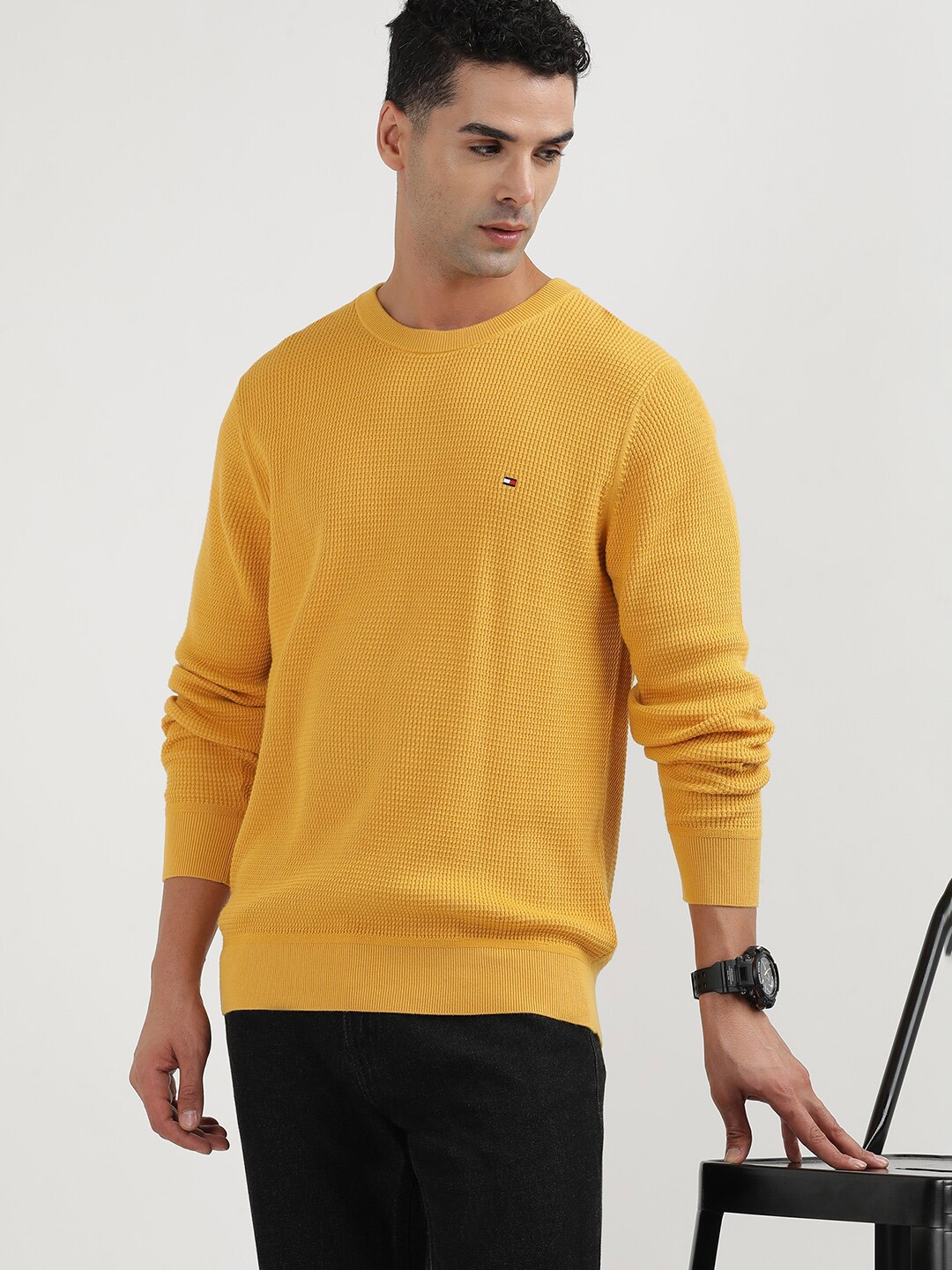 

Tommy Hilfiger Round Neck Long Sleeves Cotton Pullover, Yellow