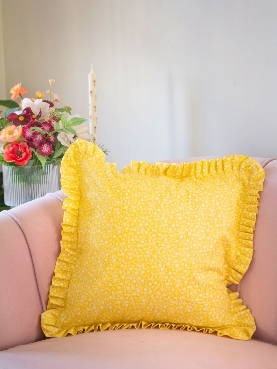 

BandBox Yellow Floral Square Cushion Cover