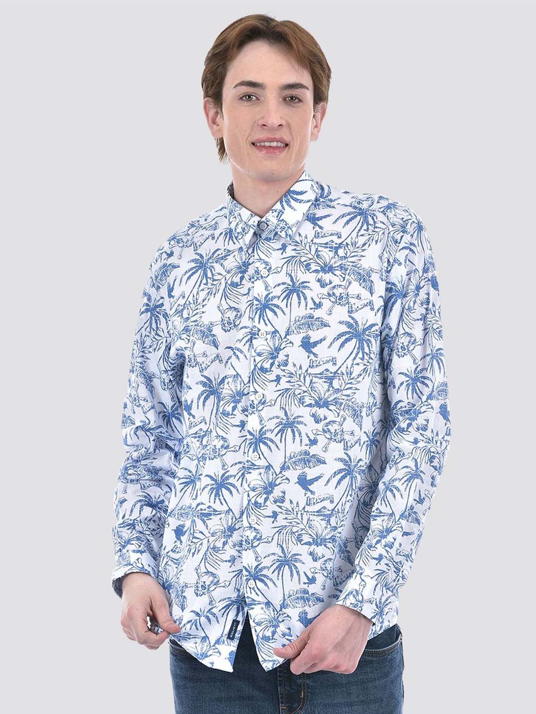 

Numero Uno Men Tropical Print Regular Shirt, Blue