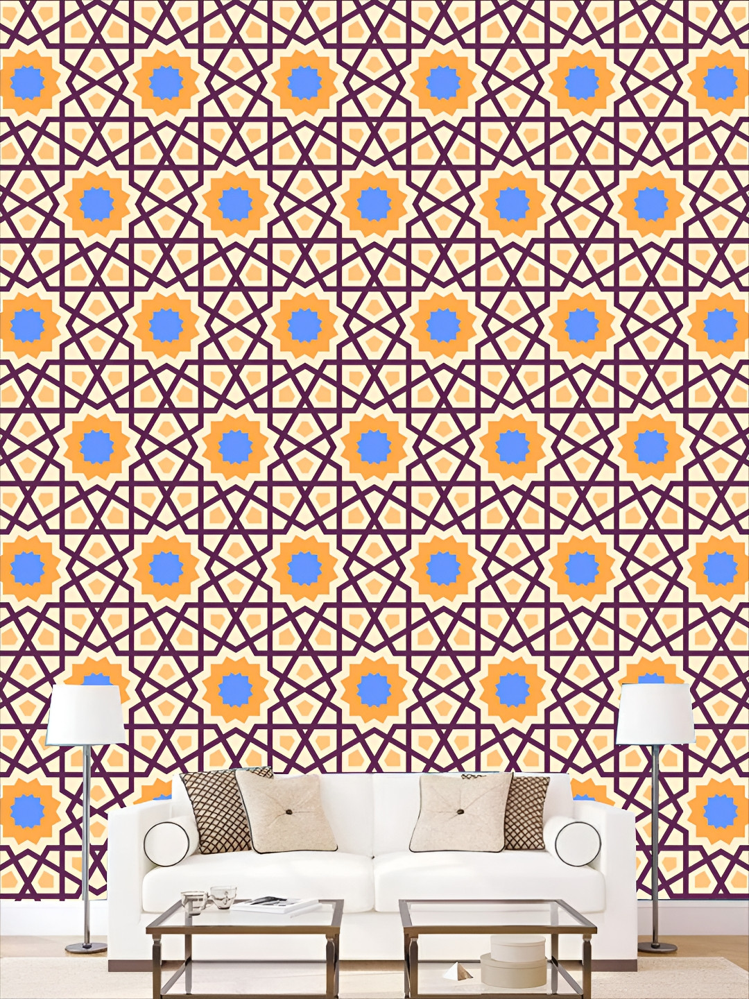 

Aura Cream & Blue Printed Self-Adhesive Wall Sticker