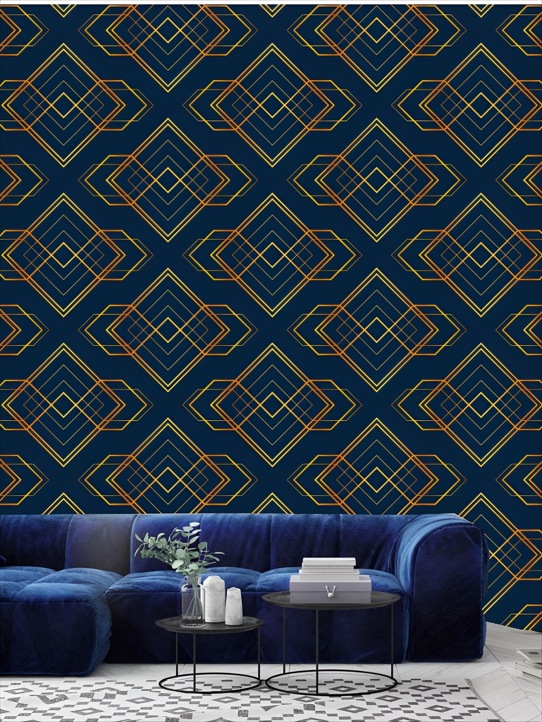 

Aura Navy Blue & Yellow Printed Self-Adhesive Wall Sticker