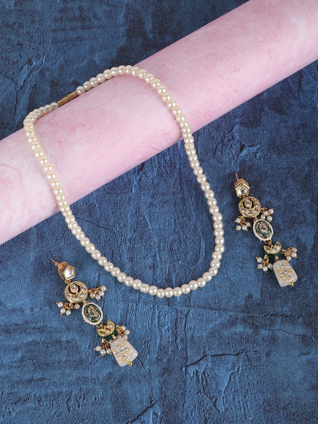 

House of Pataudi Gold-Plated Pearls & Beaded Jewellery Set