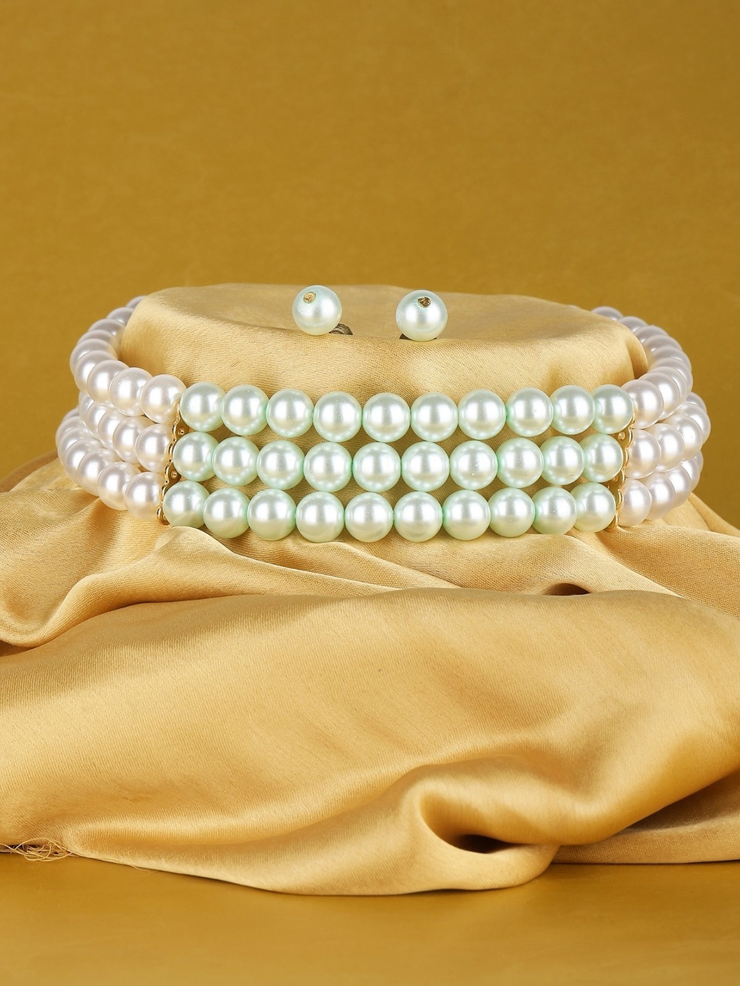 

House of Pataudi Gold-Plated Pearls Beaded Jewellery Set