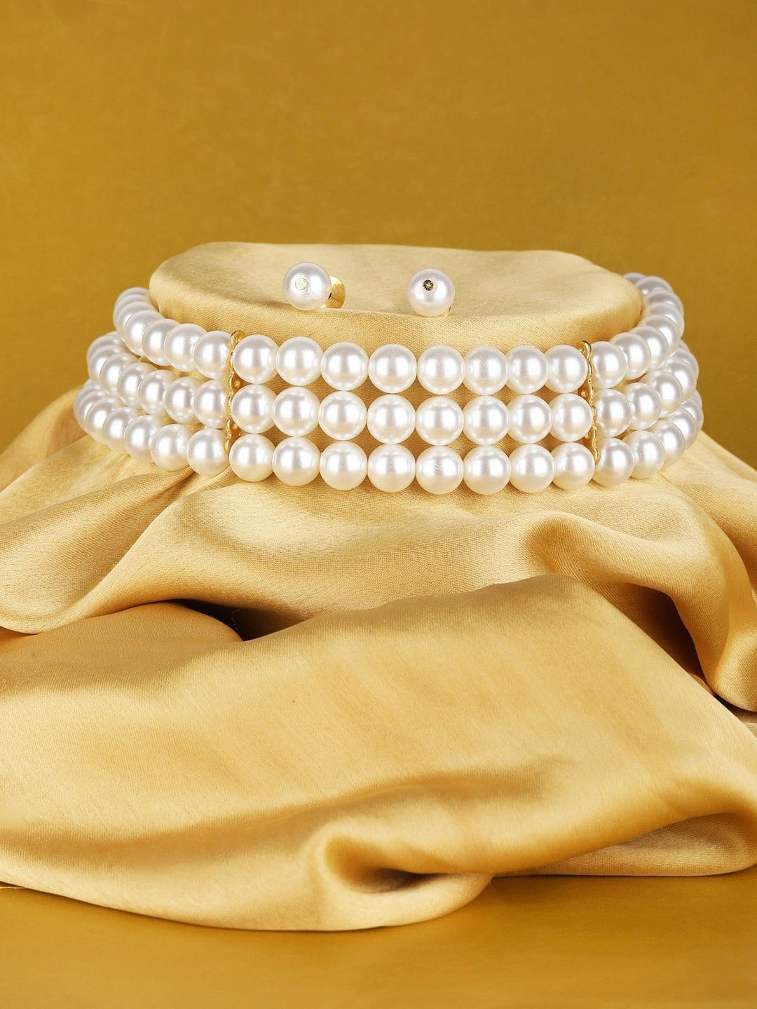 

House of Pataudi Gold-Plated Pearl Beaded Jewellery Set
