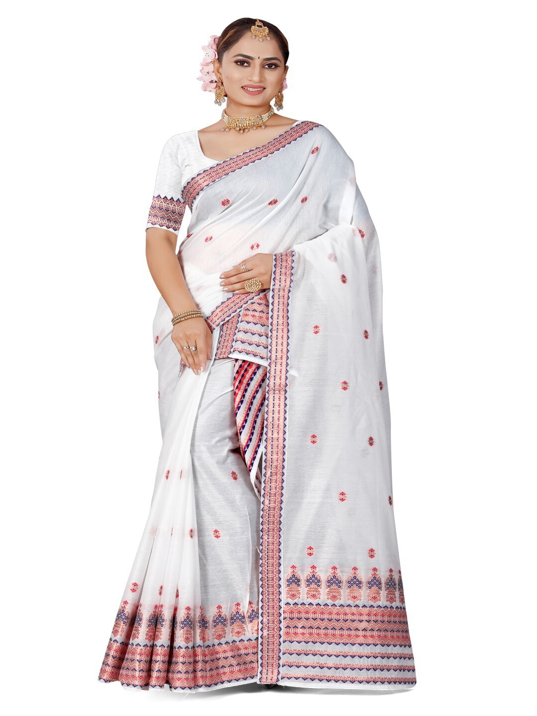 

Skiran's Assamese Mekhela Chador Woven Design Saree, Off white