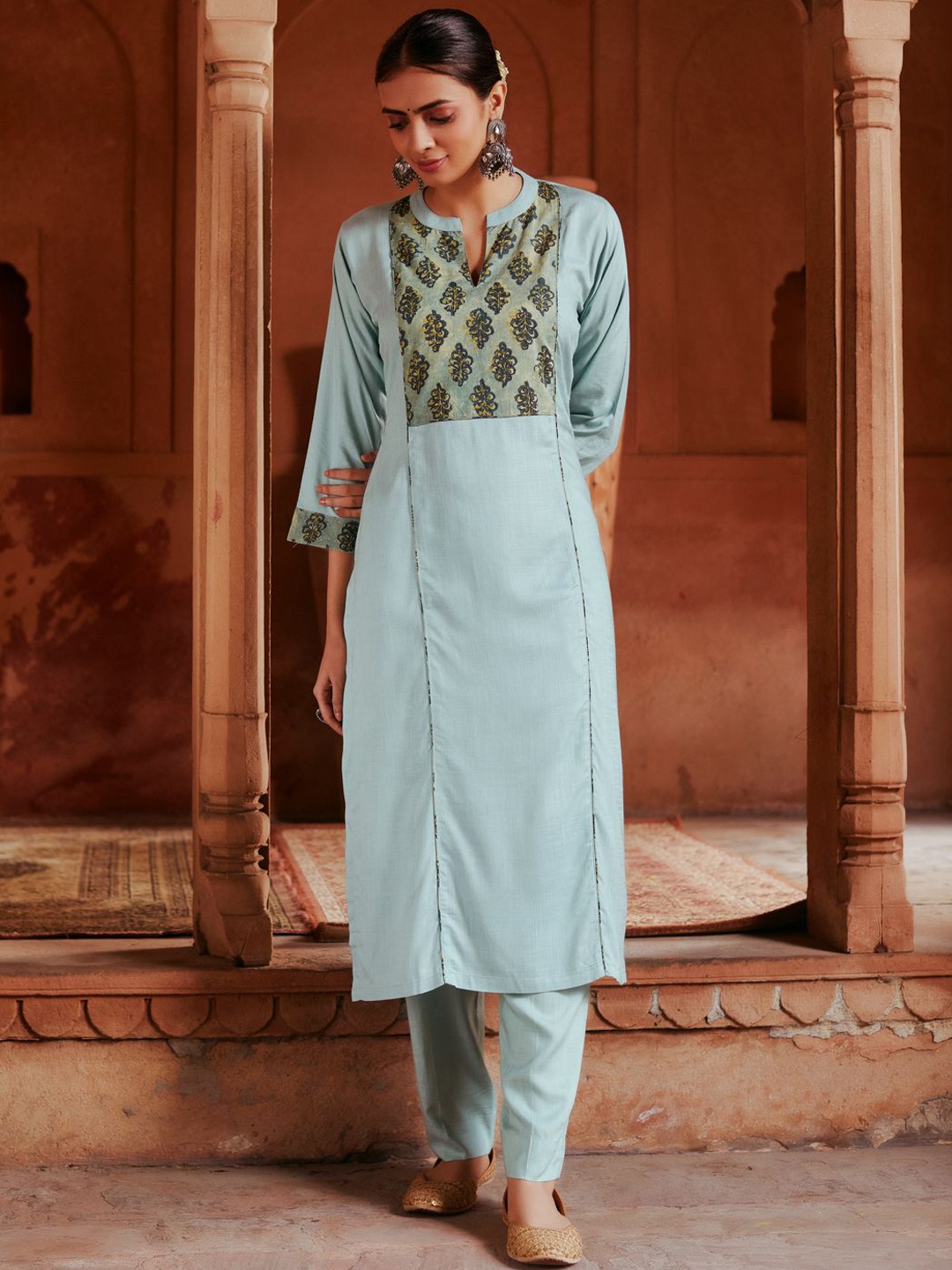 

WOMEN PLUS Women Floral Printed Kurta, Blue