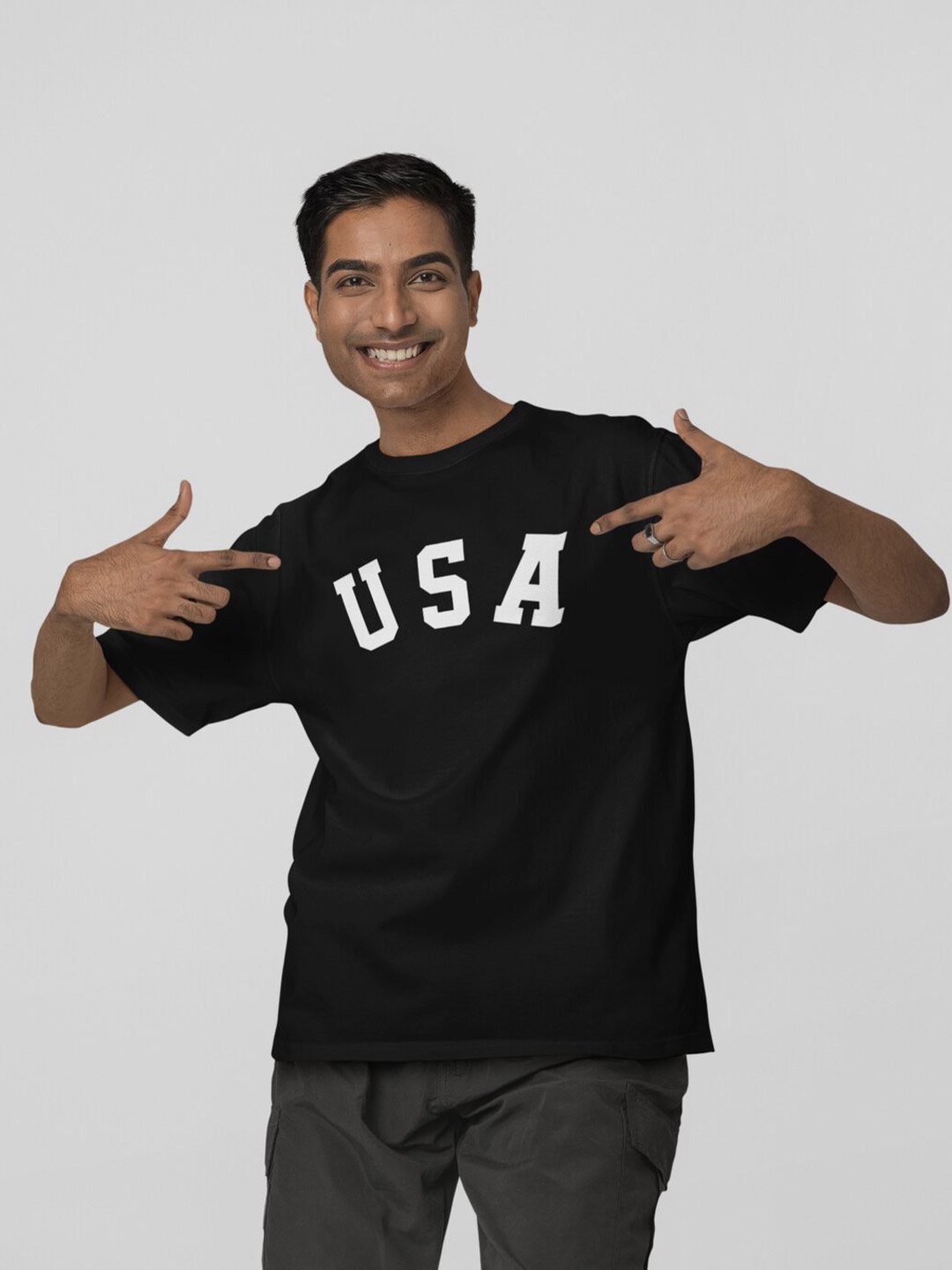 

Calm Down Men Oversized Typography Round Neck Cotton T-shirt, Black