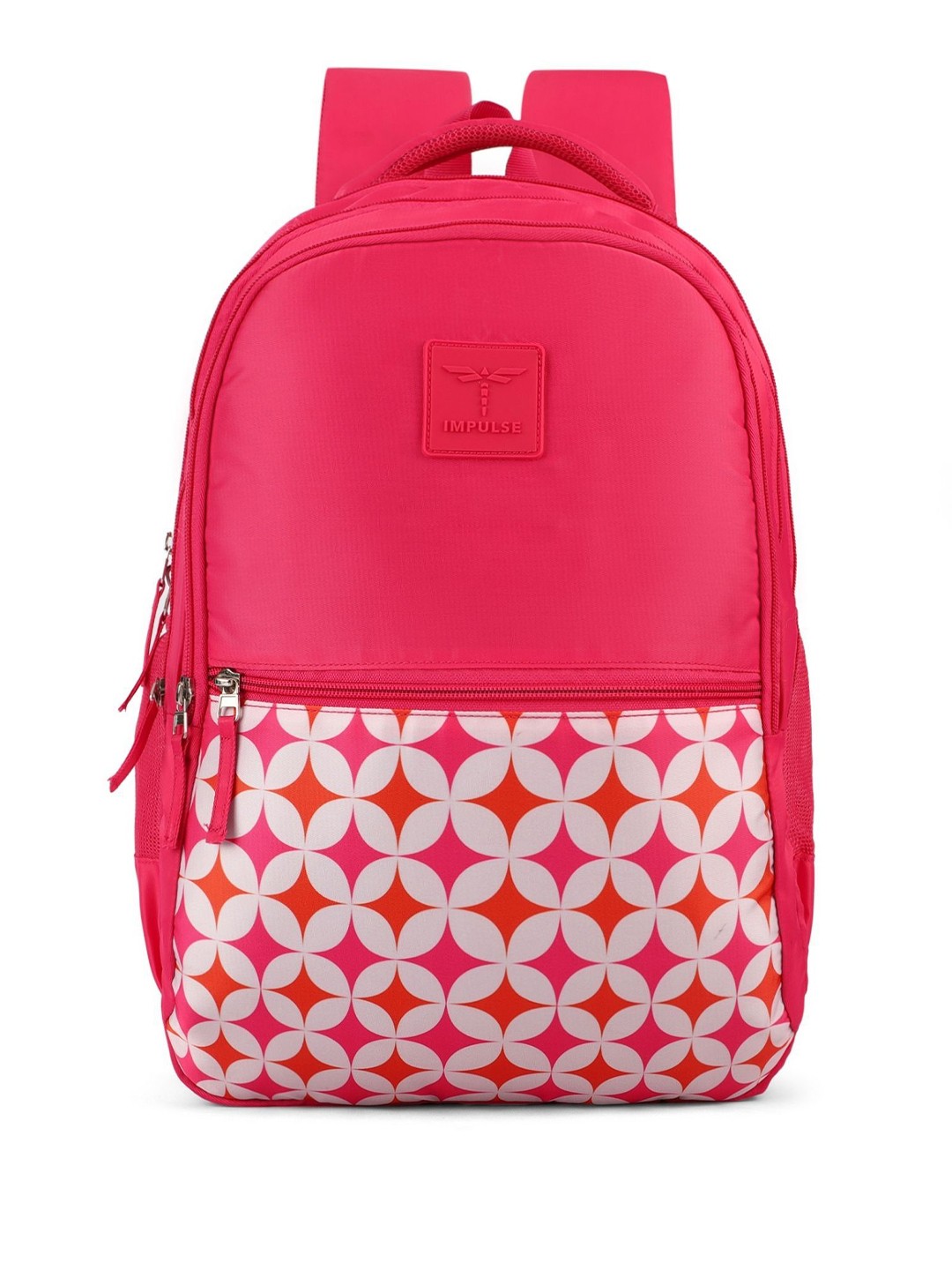 

Impulse Kids Geometric Printed Backpack with Compression Straps, Pink