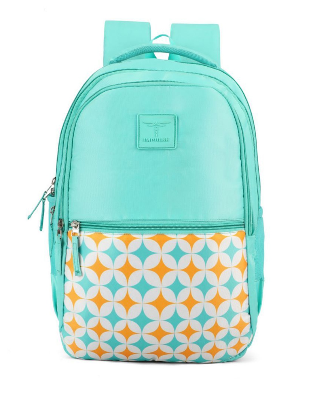 

Impulse Kids Geometric Printed Backpack with Compression Straps, Green