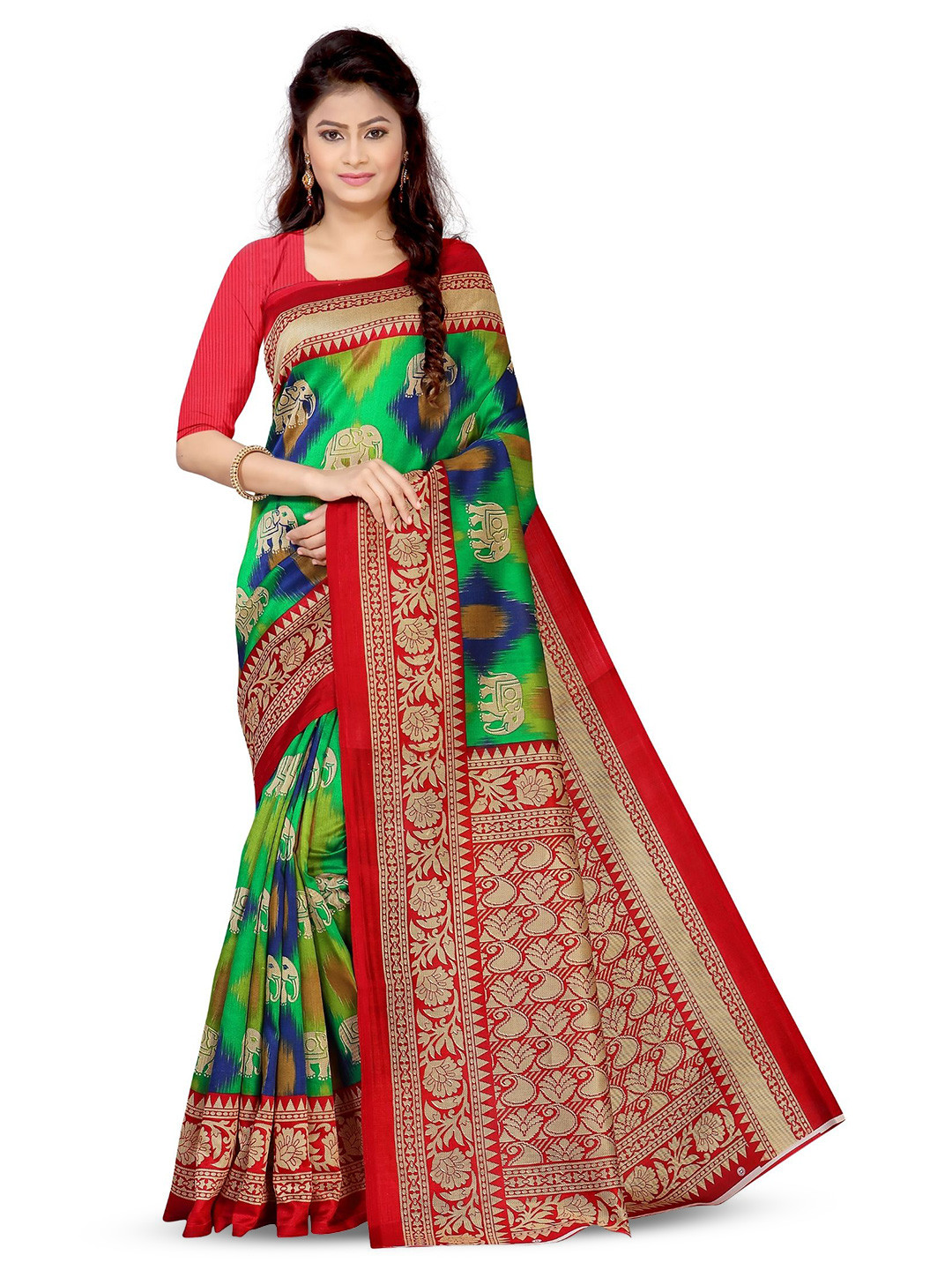 

RUNAYA NX Floral Saree, Green