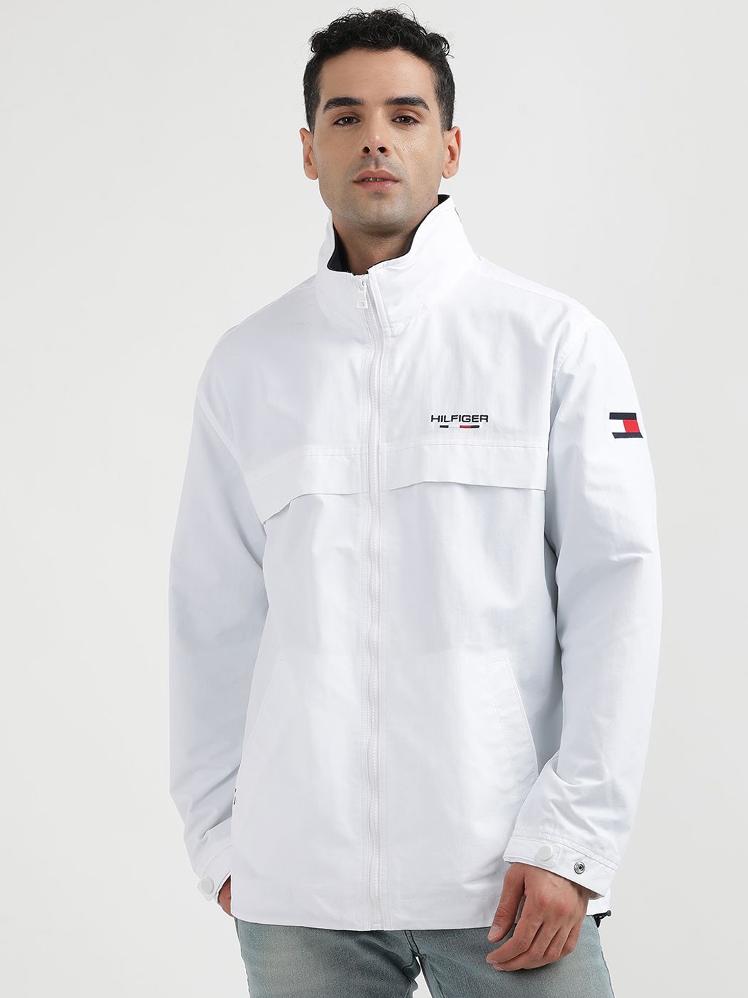 Tommy Hilfiger Mock Collar Windcheater Sporty Jacket, White