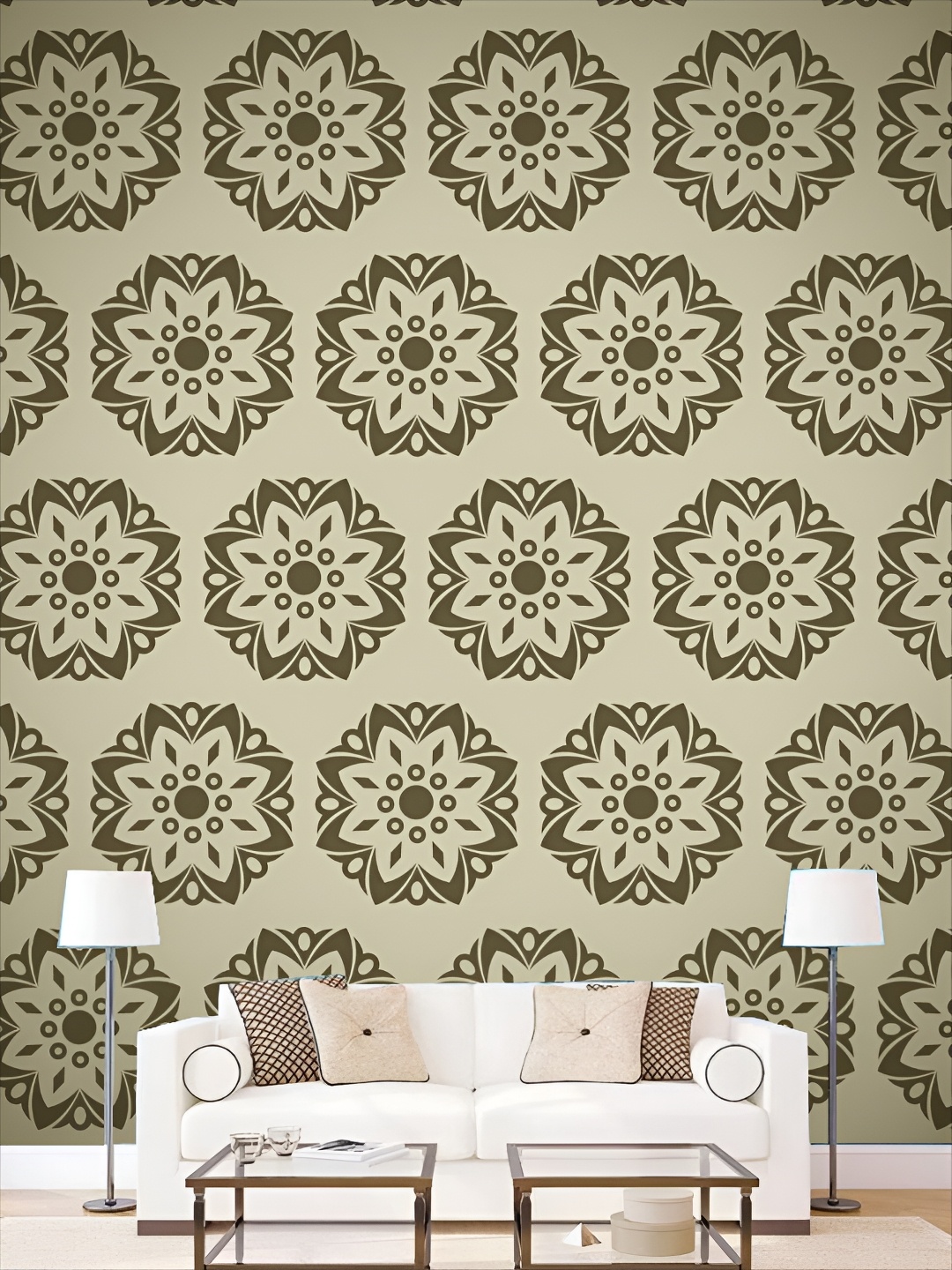

Aura Olive Green Ethnic Motif Printed Self-Adhesive Wall Stickers