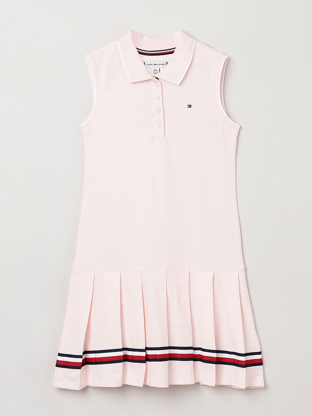 

Tommy Hilfiger Girls Shirt Collar Cotton Drop-Waist Dress, Pink