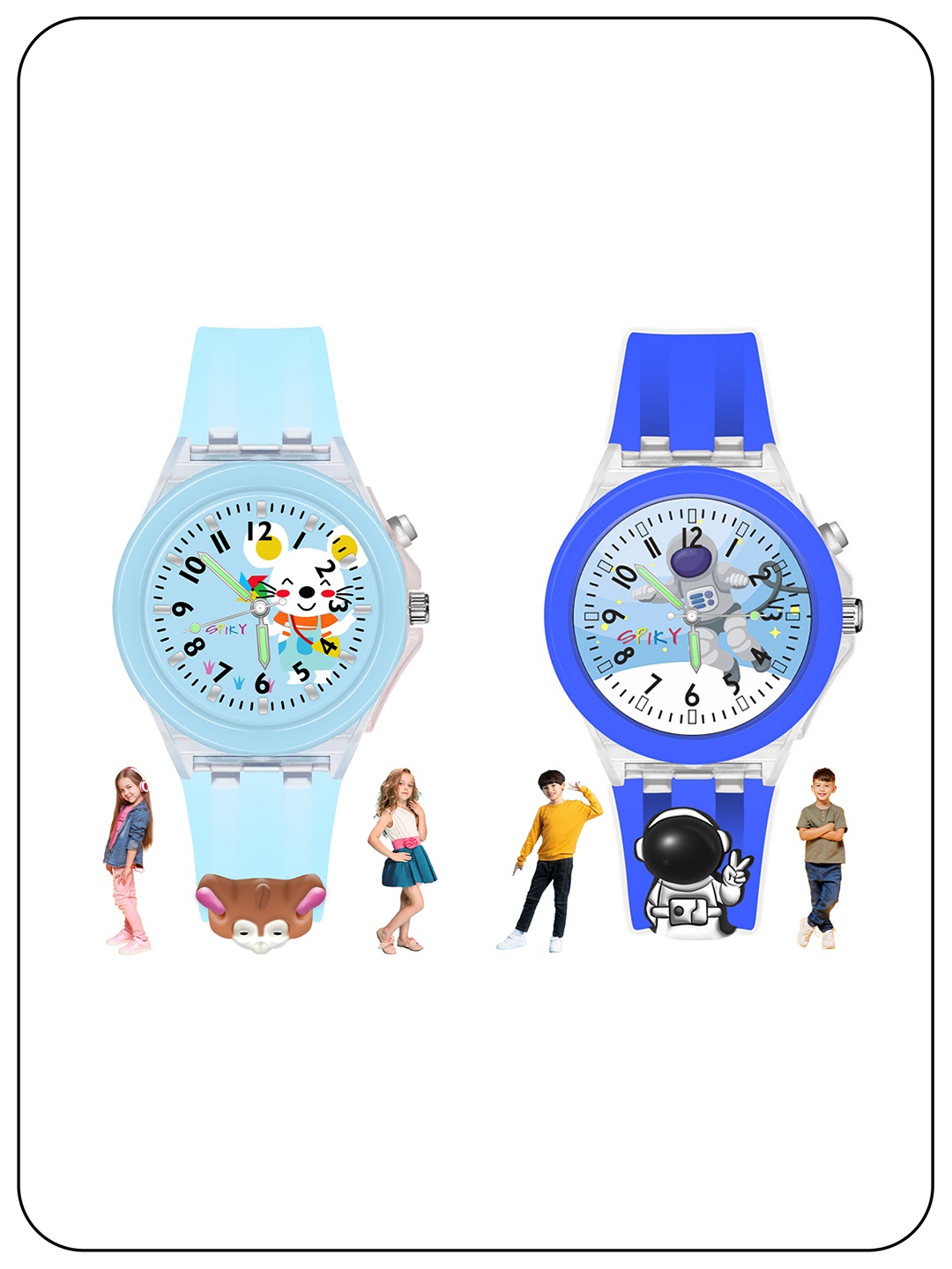 

Spiky Kids Pack Of 2 Printed Dial & Straps Analogue Multi Function Watch Combo_Astro_Monk, Blue