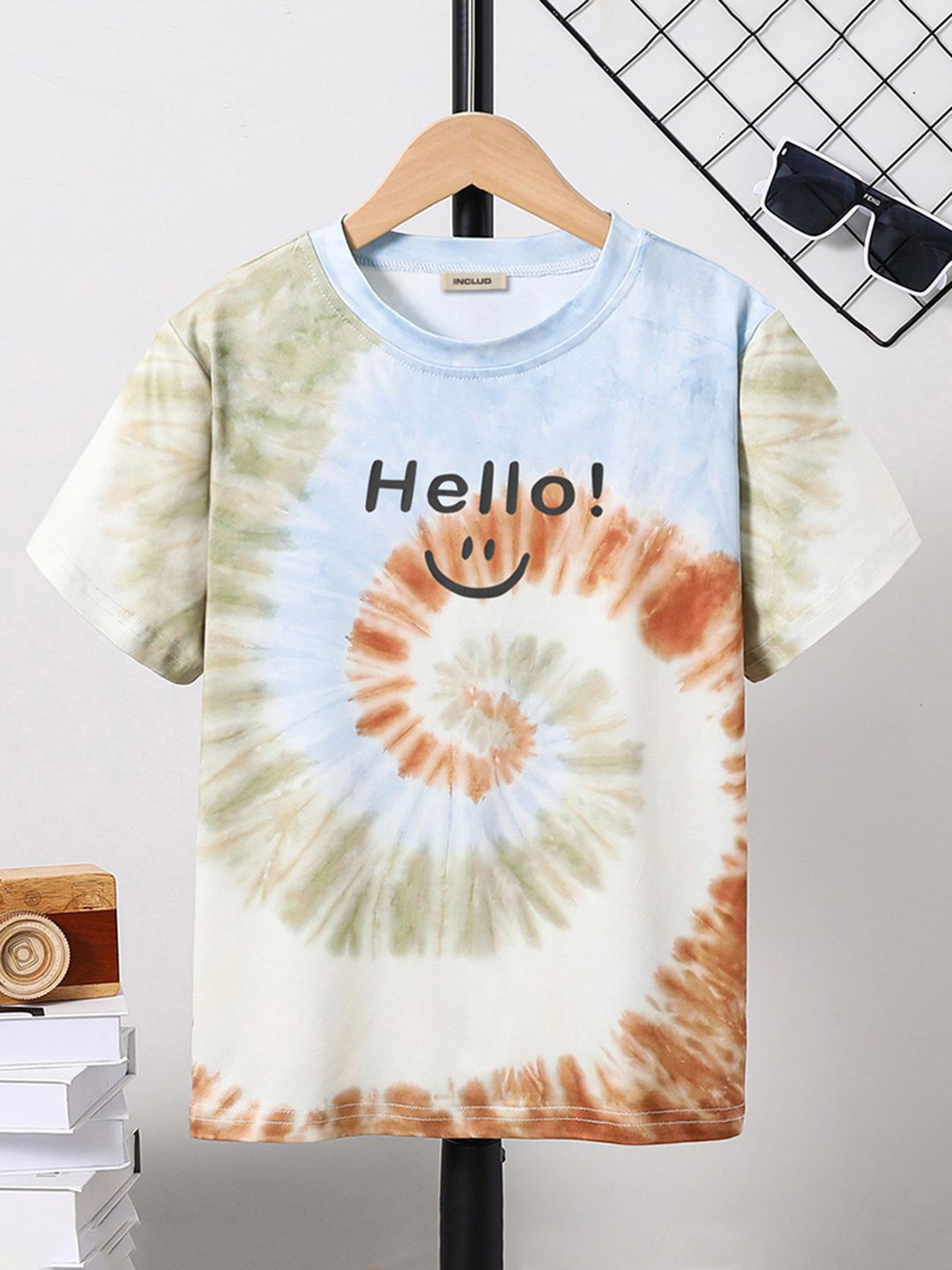 

INCLUD Boys Tie & Dye Round Neck T-shirt, Khaki